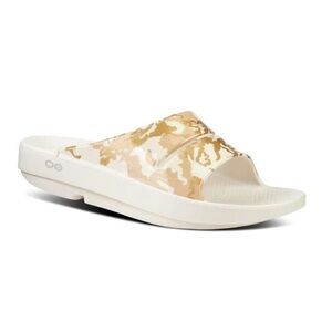 OOFOS Oooahh Limited Edition Sahara Gold Sport Recovery Comfort Slide Sandals